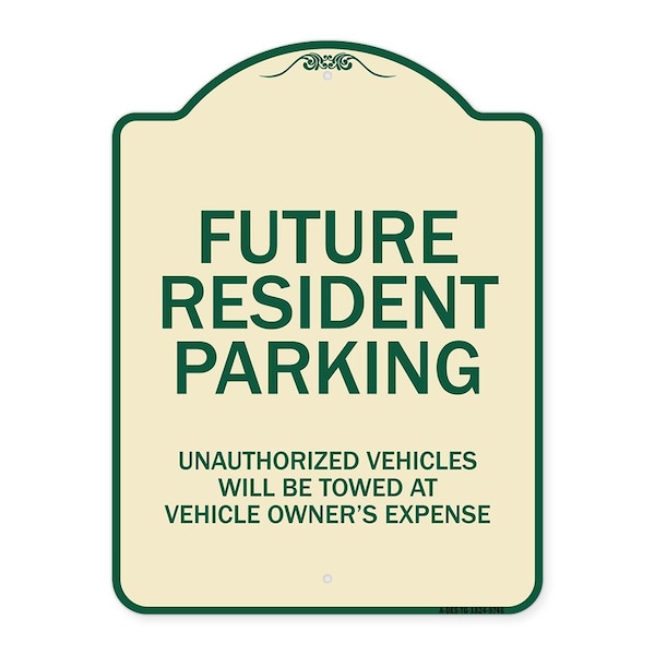 Designer Series-Unauthorized Vehicles Will Be Towed Tan & Green, 24" x 18", TG-1824-9746